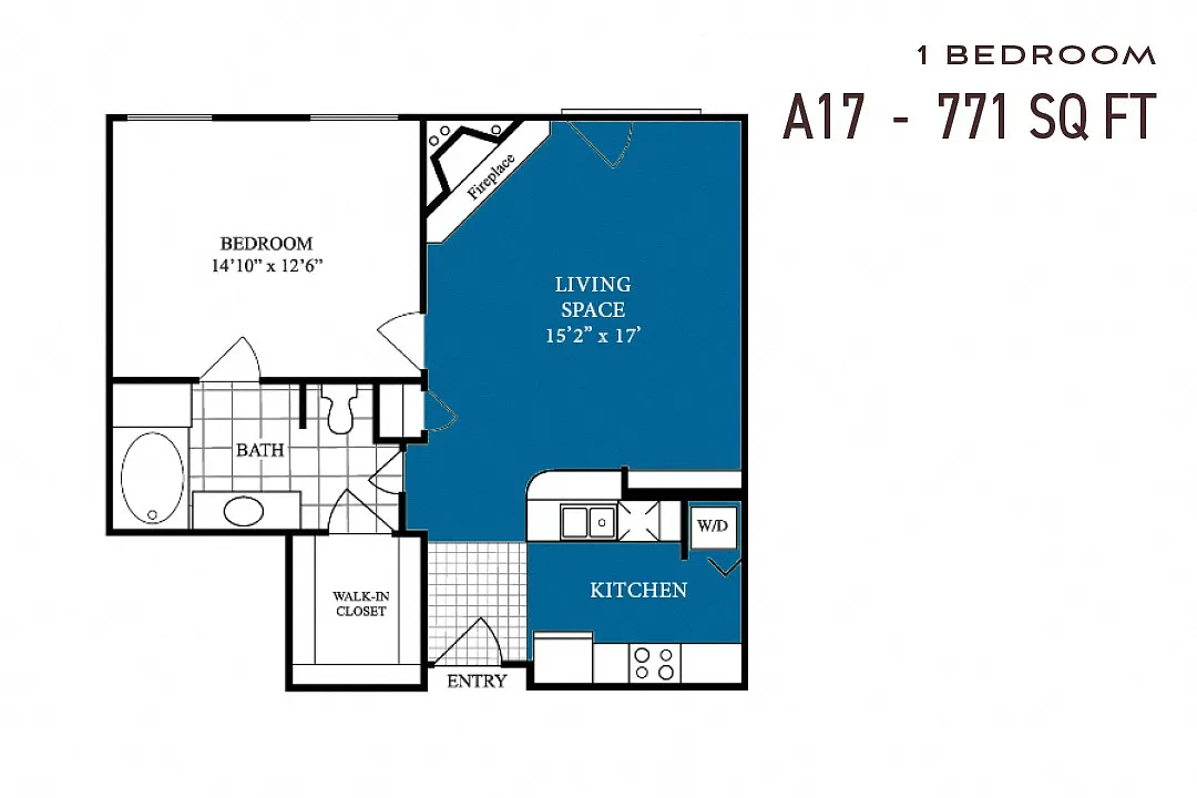 Floor plan One Bedroom A17r Renovated