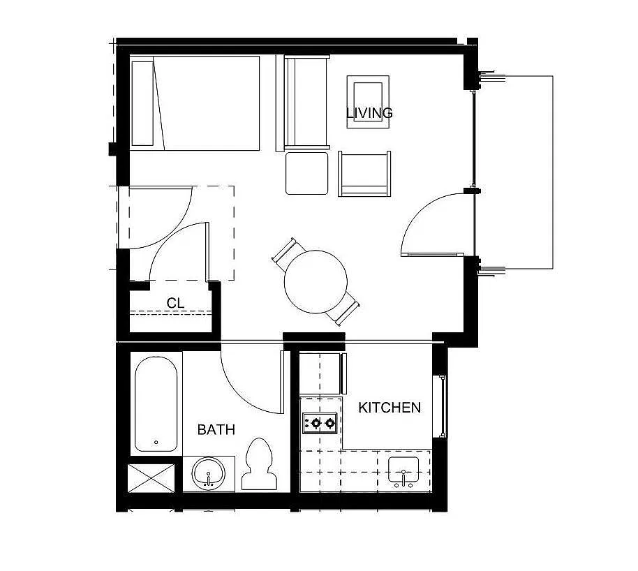 Floor plan Studio A2.L-shape