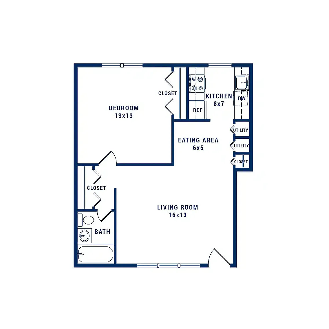 Floor plan 1 Bedroom B