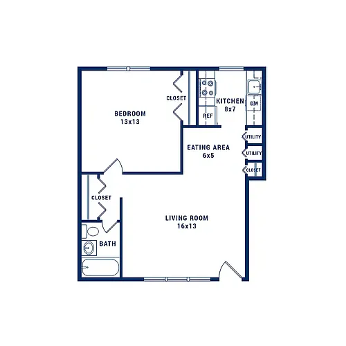 Floor plan 1 Bedroom B