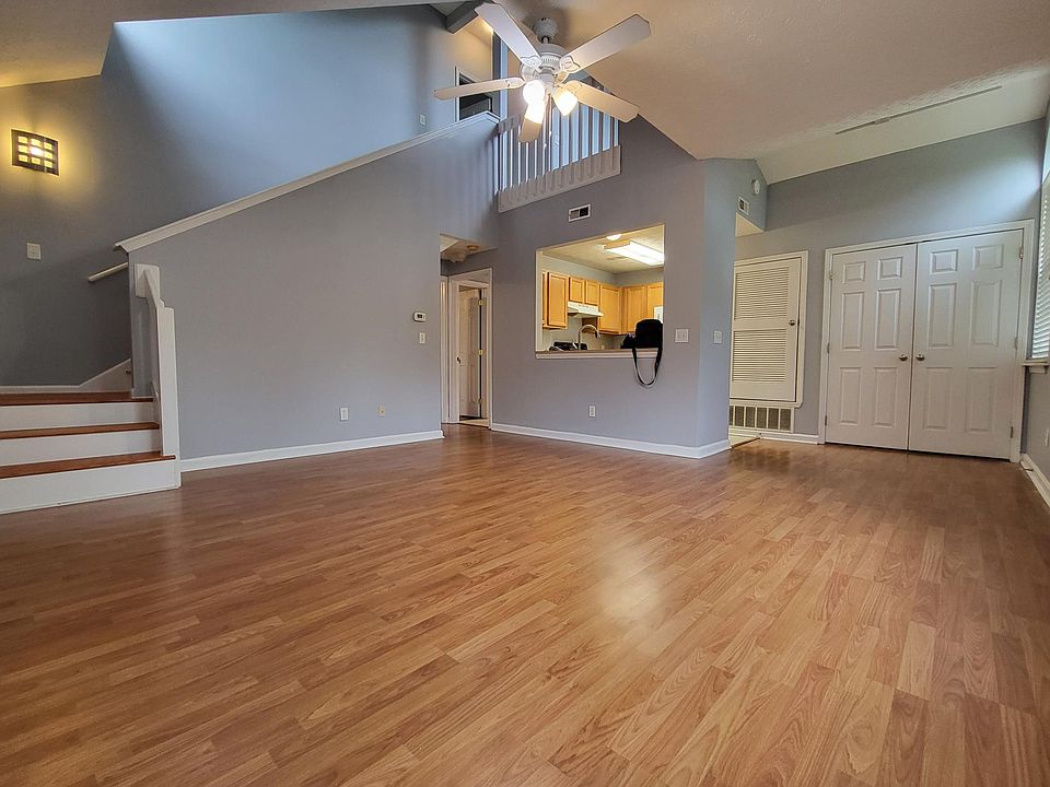 Spacious living Room with new paint, view from the front door