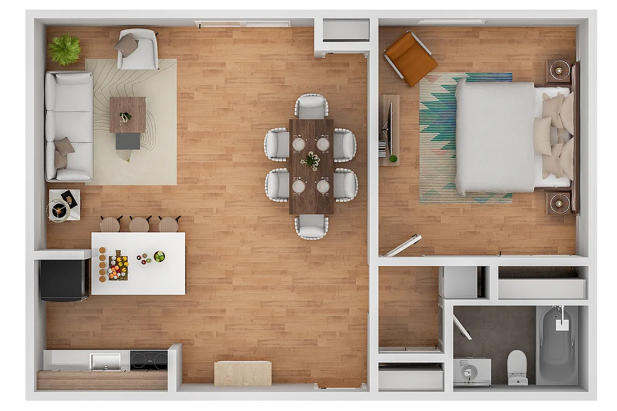 Floor plan Renovated One Bedroom