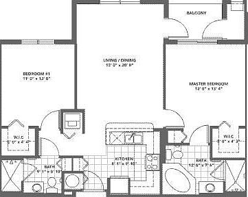 2/2 Split Floor Plan