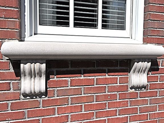 Custom limestone window sill