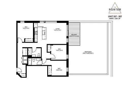 Floor plan 3 Bedroom - 2 Bathroom
