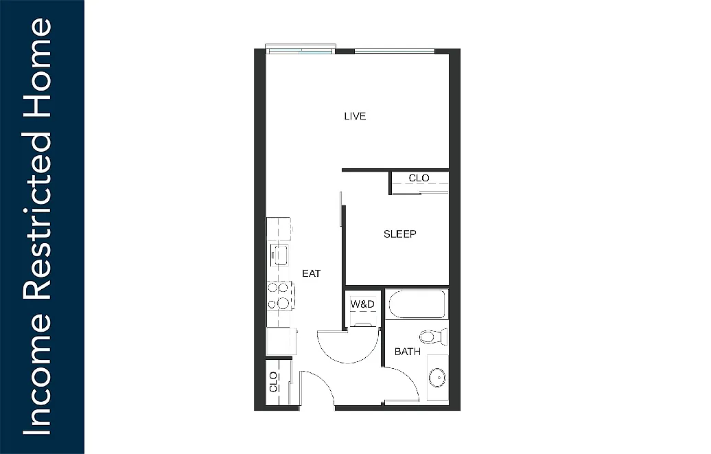 Floor plan Urban 1 Bedroom U5 - 65% MFTE - Iron Flats