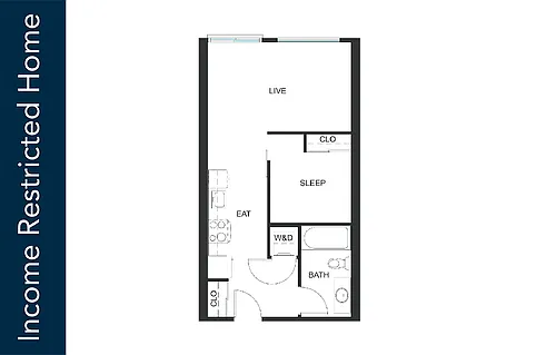 Floor plan Urban 1 Bedroom U5 - 65% MFTE - Iron Flats