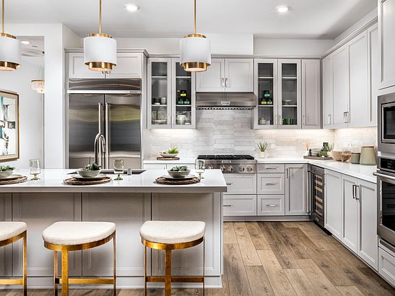 A photo of the kitchen in the Villas Plan 2 model home in Buena Park, California.