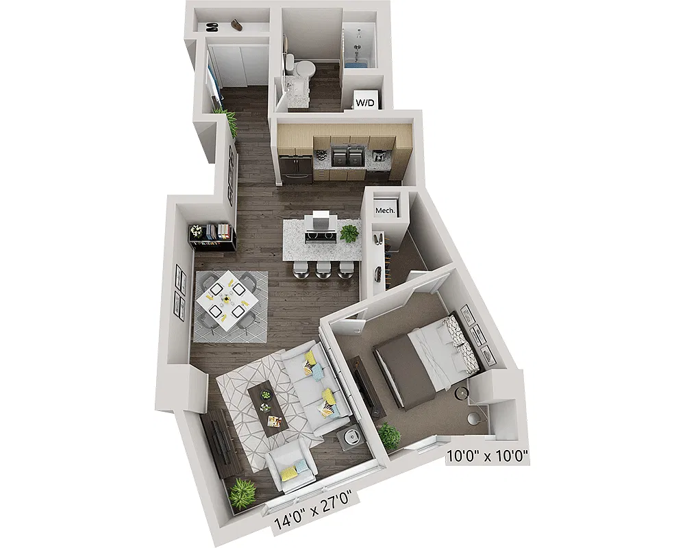 Floor plan One Bedroom A1U