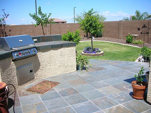 BBQ on large Slate stonePatio