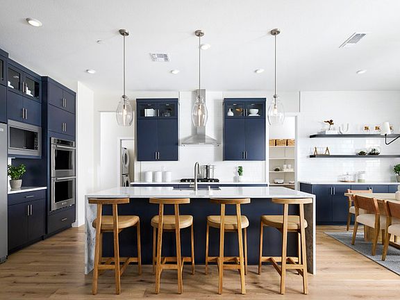 Kitchen with waterfall edge island