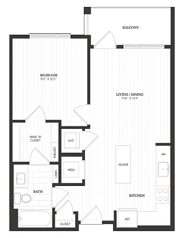 Floor plan 1 Bed/1 Bath-A6