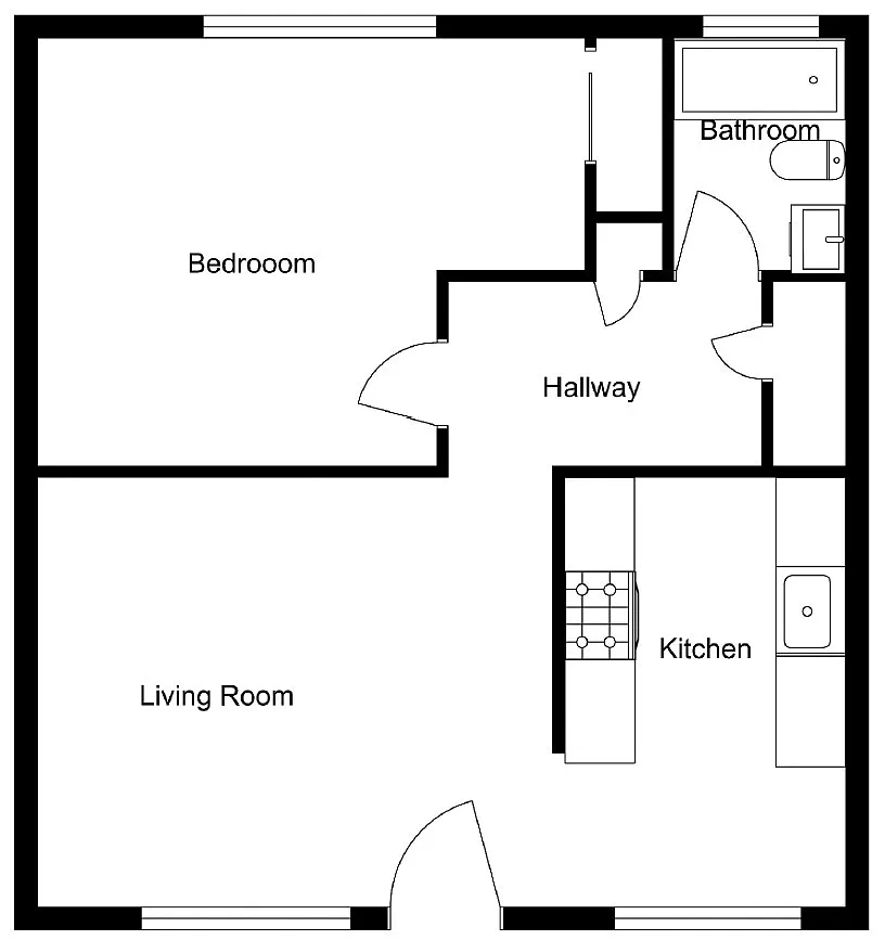 Floor plan 1 BD 1 BA
