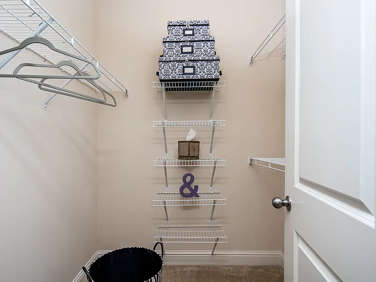 Walk-in closet with shelves