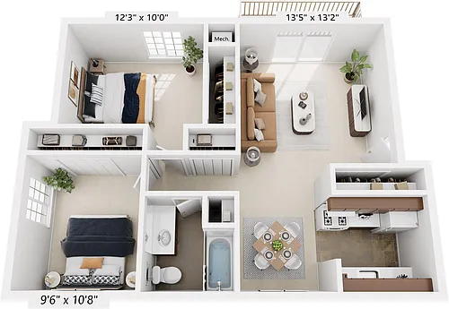 Floor plan Two Bedroom - Expanded