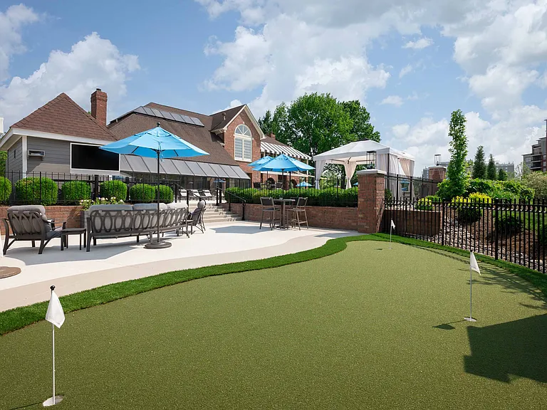 Putting green and lounge space