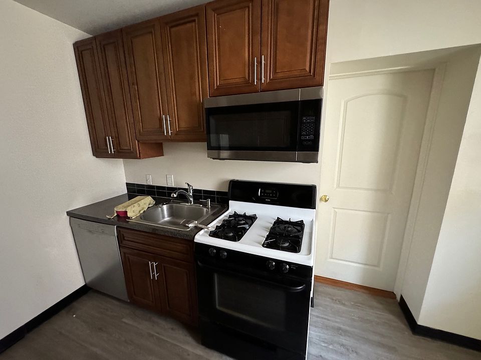 kitchen with bedroom door to right