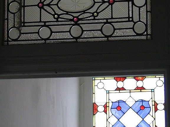 Transom stained glass entry 
