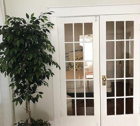 High ceilings through out the apartment with hardwood floors