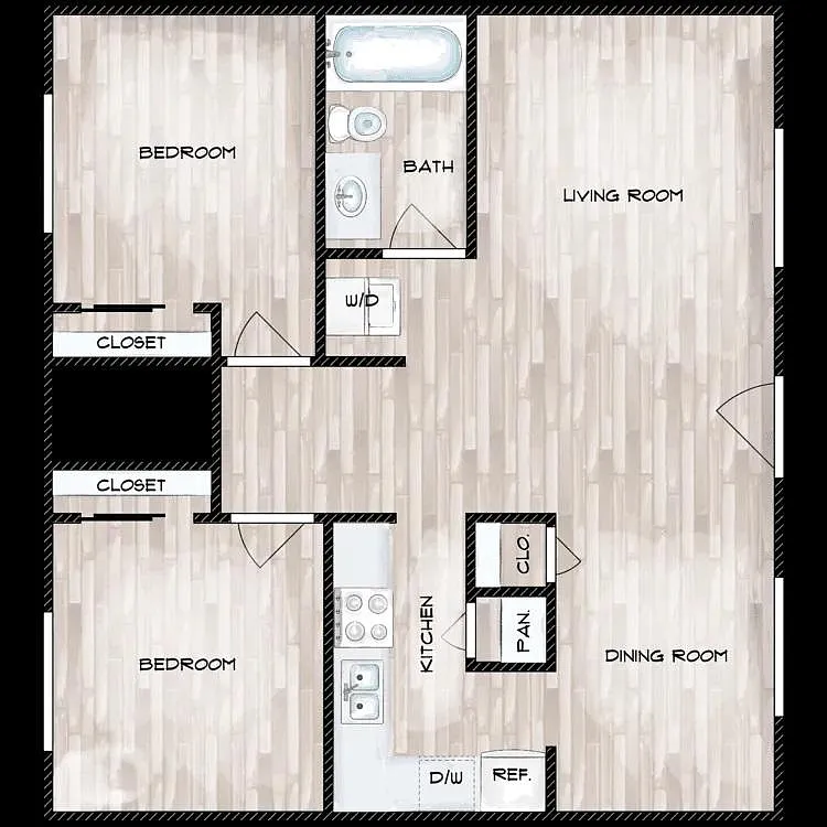 Floor plan Two Bedroom- Fully Renovated