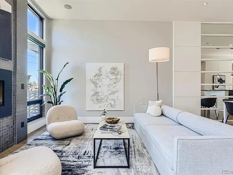 Living room and fireplace