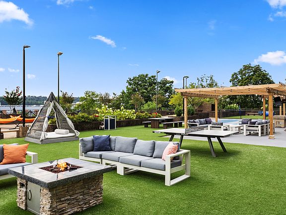 Resident outdoor lounge with a fire pit