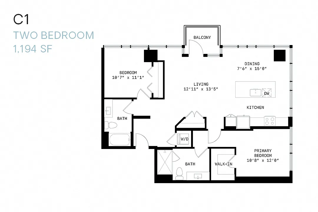 Floor plan Two Bedroom C1