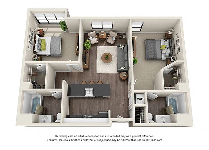 Floor plan TWO BEDROOM | TWO BATH B3.2