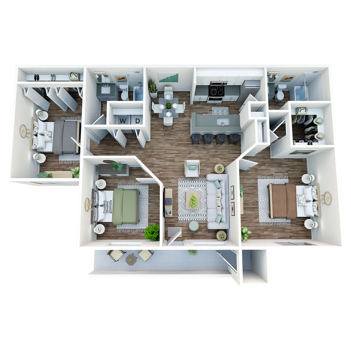 Floor plan C1 | 3 Bed | 2 Bath | Upgraded