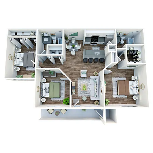 Floor plan C1 | 3 Bed | 2 Bath | Upgraded