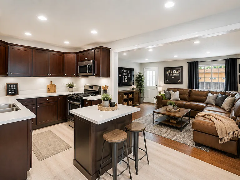 Kitchen & Living Room Virtually Staged