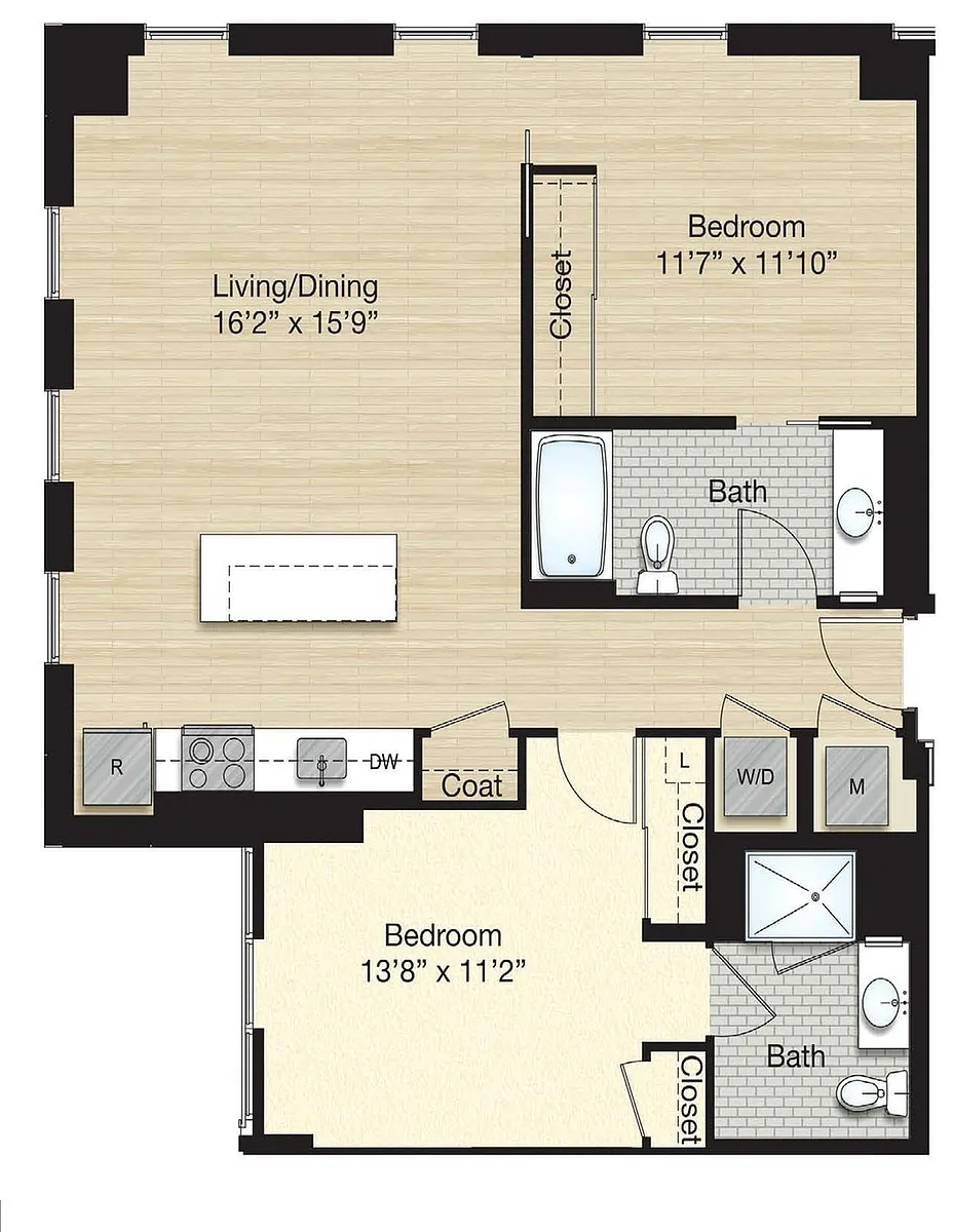 Floor plan Tier 80.0 - 2 Bed/2 Bath