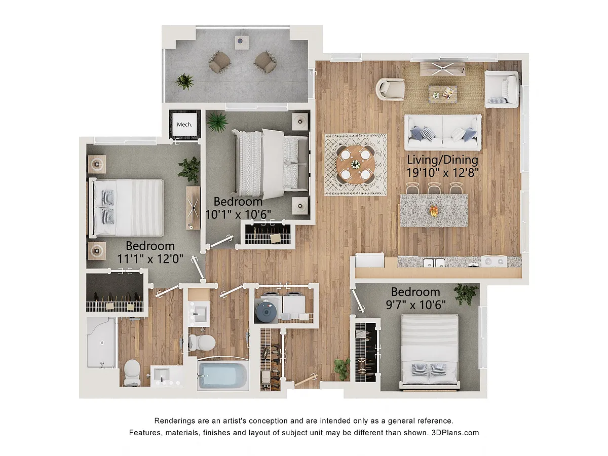 Floor plan 3AV (Audio/Visual Accessible)