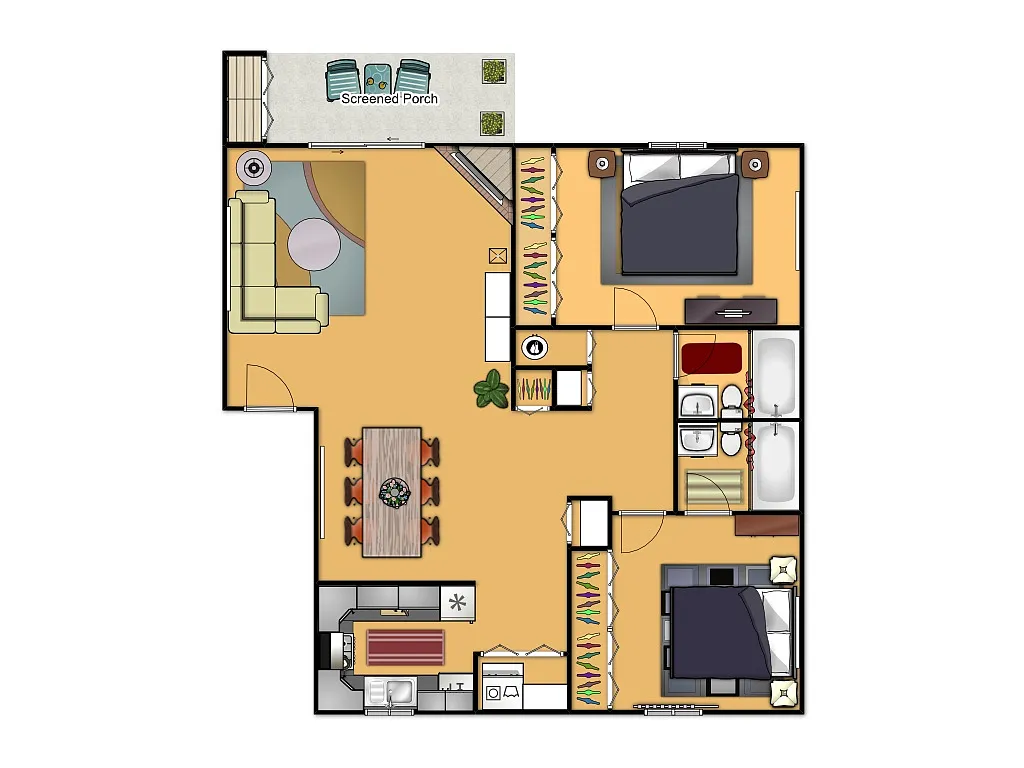 Floor plan Two Bedroom - East