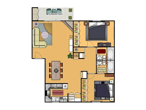 Floor plan Two Bedroom - East