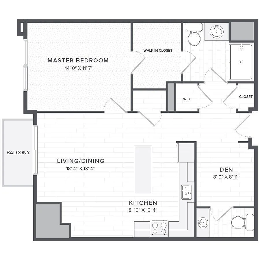 Floor plan 1B1BA+D-1E