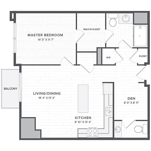 Floor plan 1B1BA+D-1E