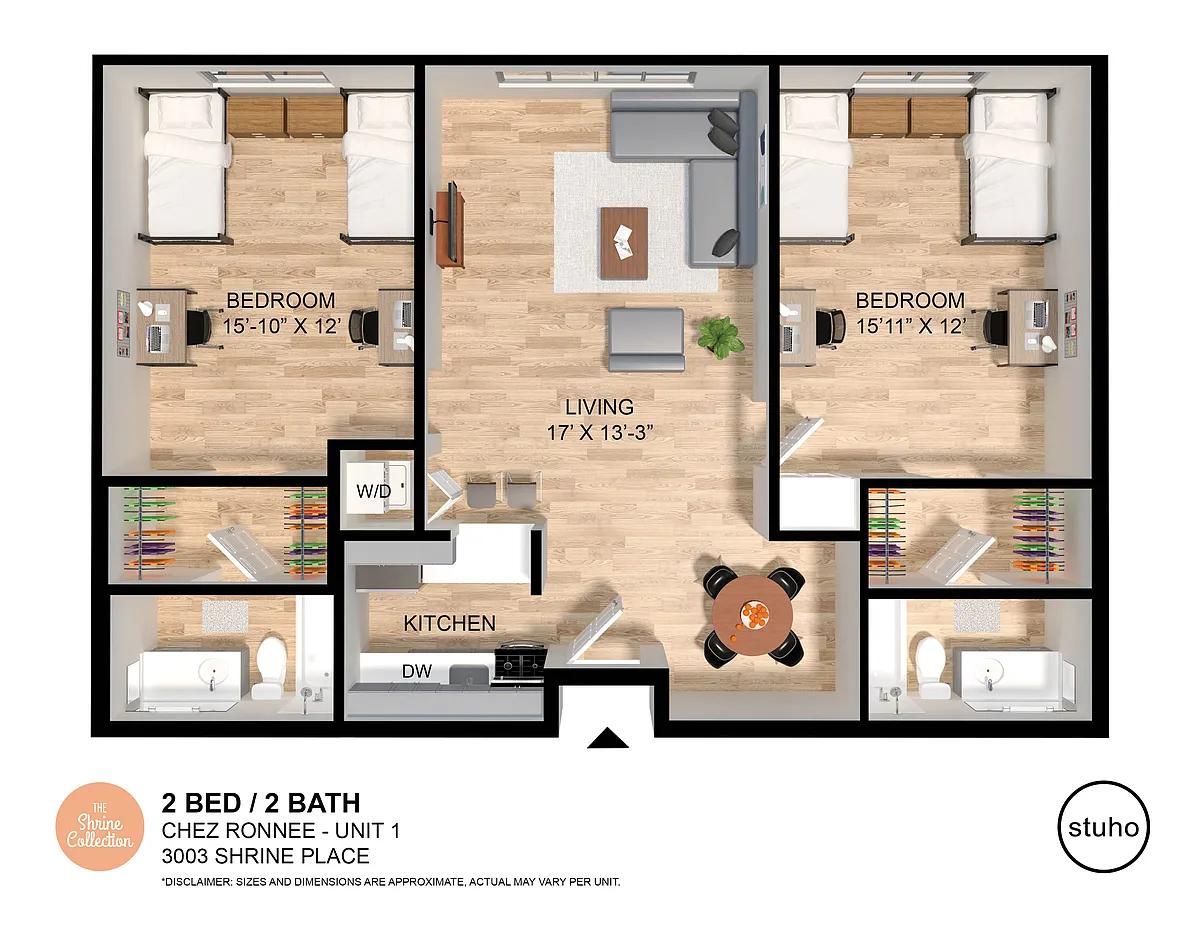 Floor plan Two Bedroom - Chez Ronee