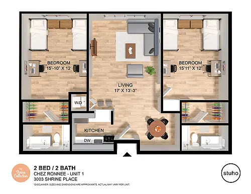 Floor plan Two Bedroom - Chez Ronee
