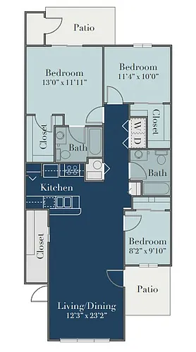 Floor plan 3Bed/2Bath Dn Mkt