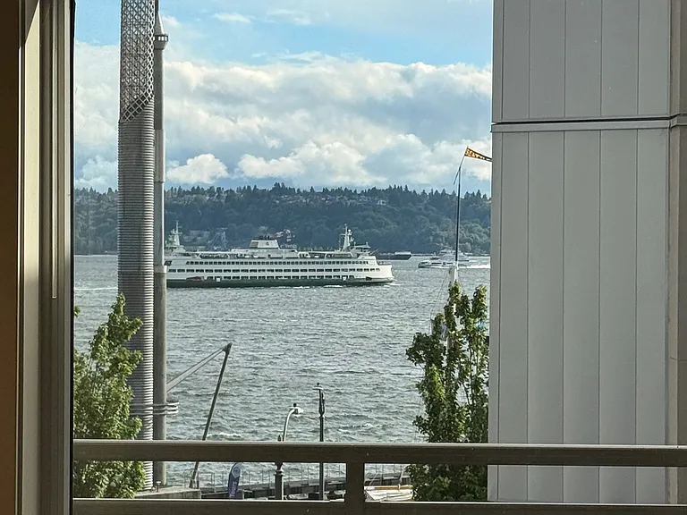 Ferry glides past the window from the breakfast nook.