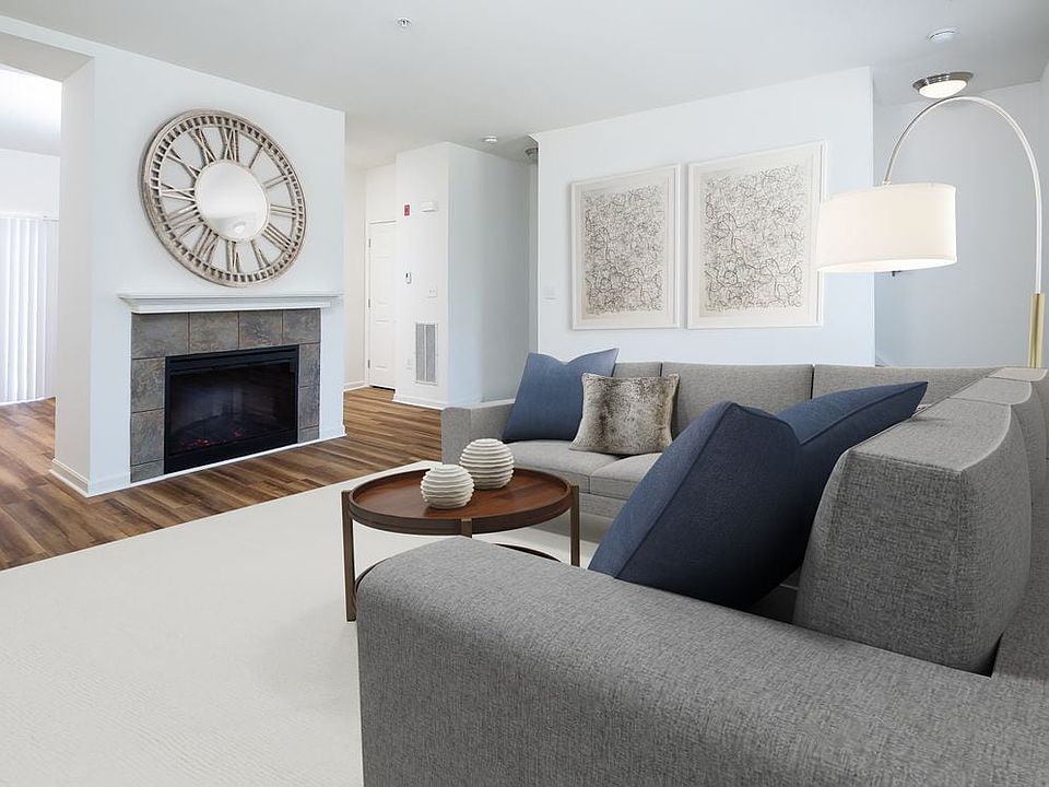 Living area and fireplace