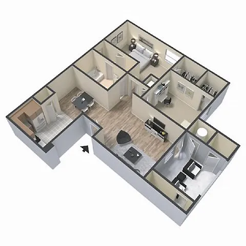 Floor plan 1 BD 1 BA