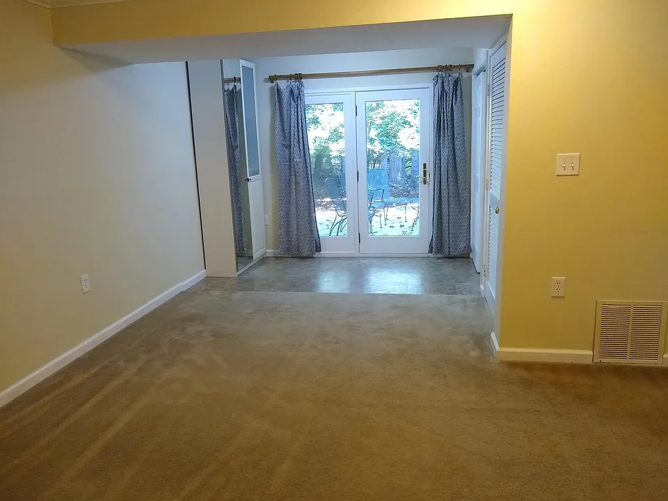 Outside view from the living room. Walls are not yellow, but actually are an antique white.