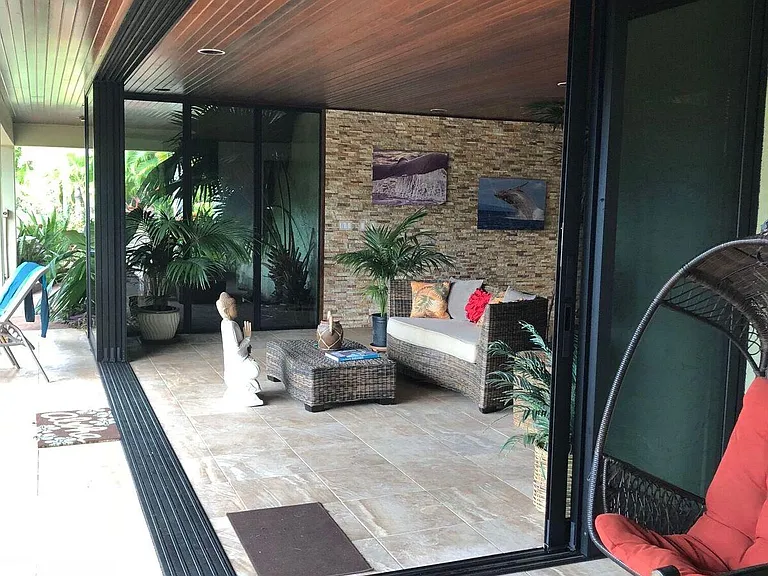 New Sliding Glass Doors Open to the Swimming Pool, BBQ Patio and Front Yard