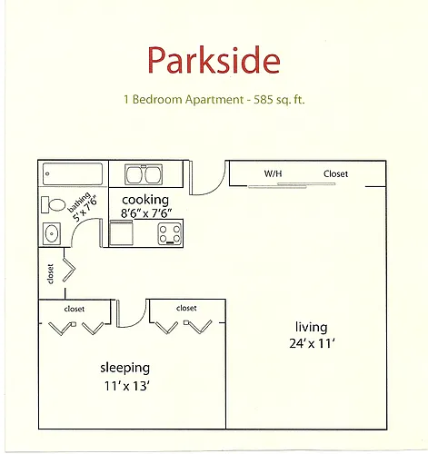 Floor plan 1 Bedroom Parkside