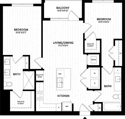 Floor plan 2 Bed/2 Bath-B1.2