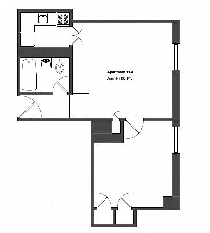Floor plan Penthouse 1 Bed - Small
