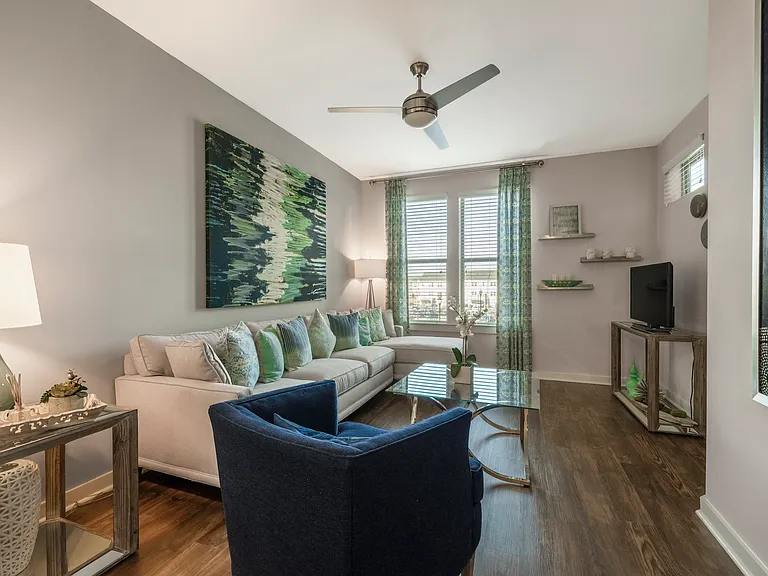 Living room with wood-designed flooring