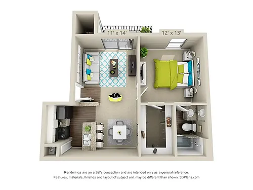 Floor plan 1x1B